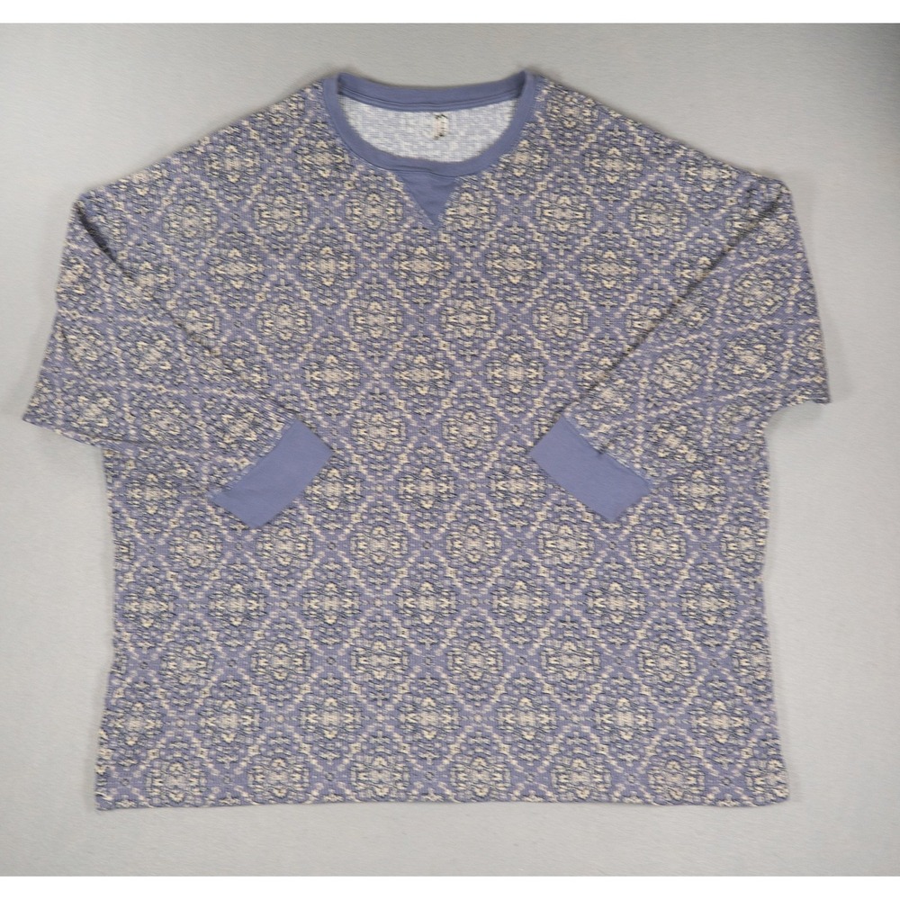 Intimately Free People Blue Medallion Waffle Knit Thermal Top Womens Medium